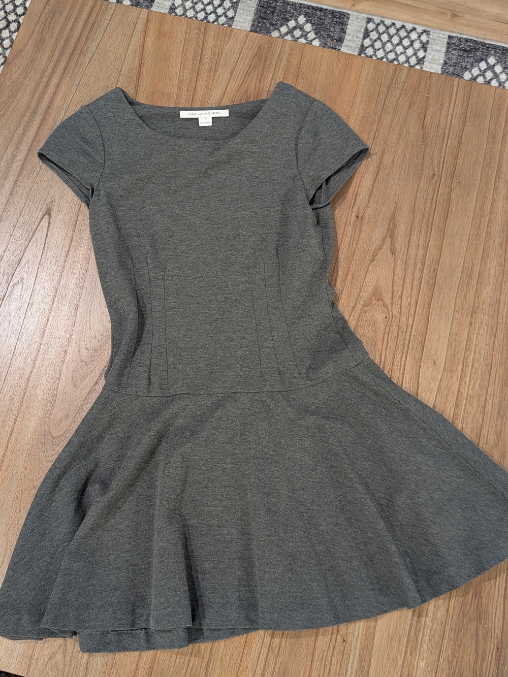 Diane Von Furstenberg Charcoal Gray Fit-and-Flare Dress
